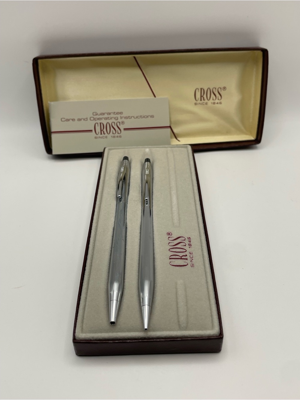 Vintage Cross Chrome 3501 Ball Pen & 0.9MM Pencil Set - Works Smoothly